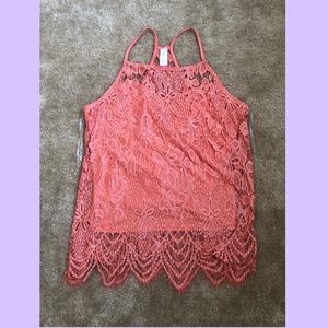 ❗️$3 w/Bundle❗️Coral Colored Lace Tank Top